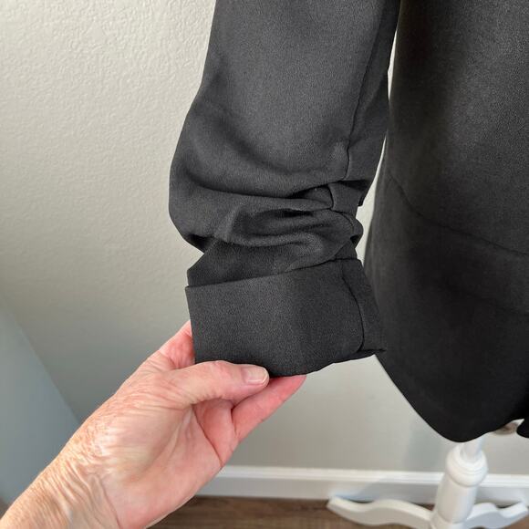 Truth Black Open Front Notch Lapel Ruched Sleeve Blazer NWT Medium - Picture 6 of 13